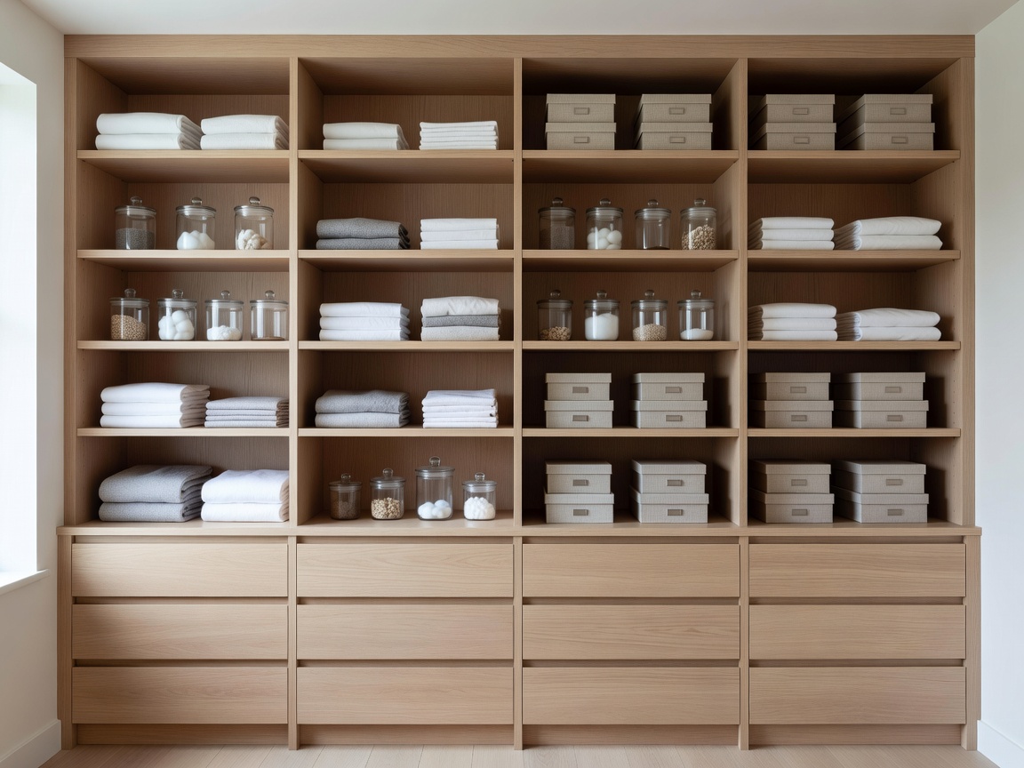 Clean and organized bedroom storage built-ins